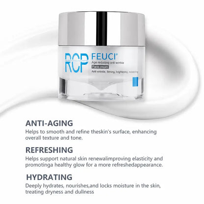FEUCI Hydrating Collagen Facial Moisturizer Jar (1.7 fl.oz) - Anti-Wrinkle Firming Cream for All Skin Types, Intensive Hydration, Elasticity Boost, Brightening & Fine Line Reduction