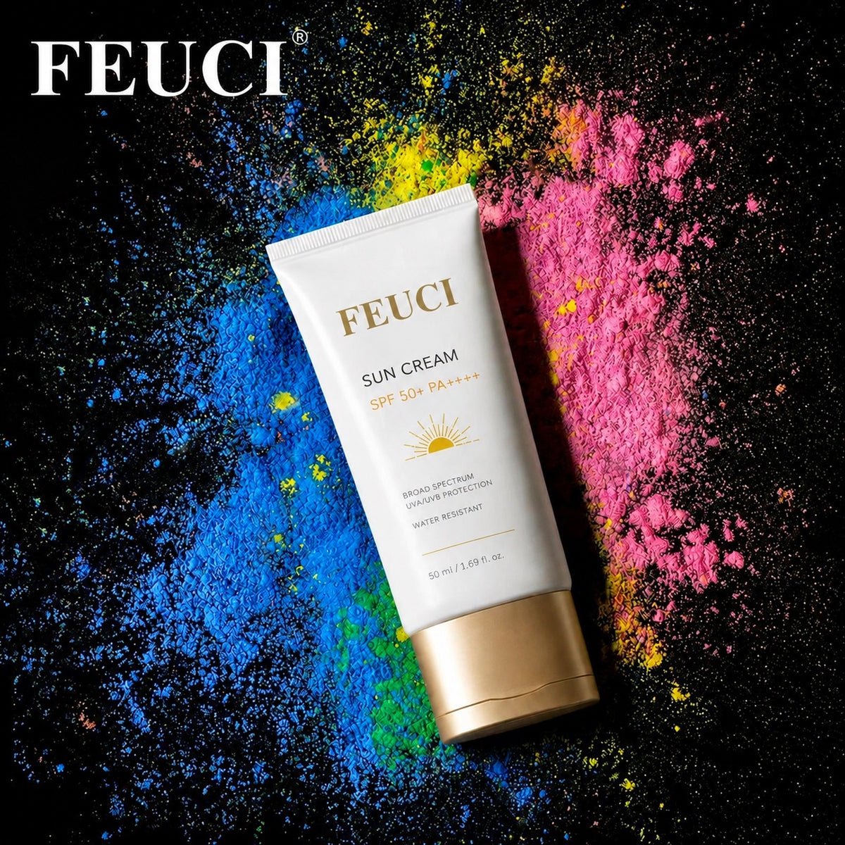 FECUI Sun Cream SPF 50+ PA++++, Broad Spectrum UVA/UVB Sunscreen, Water Resistant Daily Sun Protection for Face & Body, 1.69 fl oz