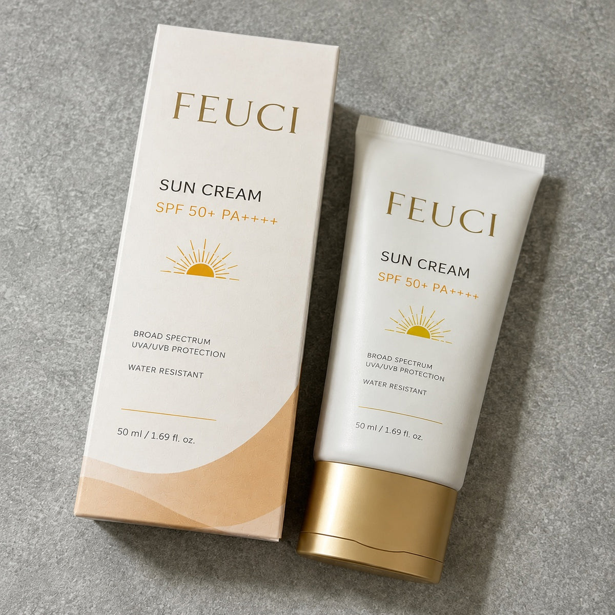 FECUI Sun Cream SPF 50+ PA++++, Broad Spectrum UVA/UVB Sunscreen, Water Resistant Daily Sun Protection for Face & Body, 1.69 fl oz