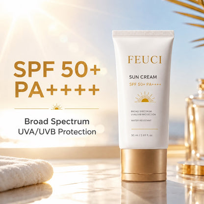 FECUI Sun Cream SPF 50+ PA++++, Broad Spectrum UVA/UVB Sunscreen, Water Resistant Daily Sun Protection for Face & Body, 1.69 fl oz