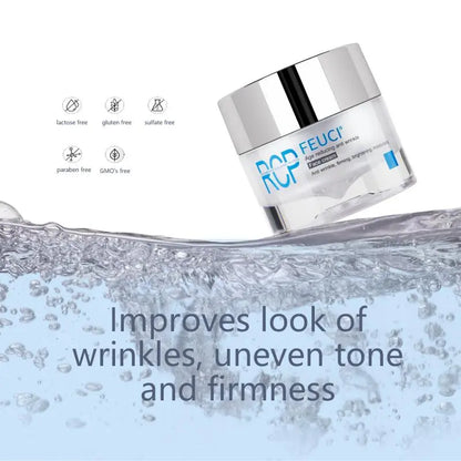 FEUCI Hydrating Collagen Facial Moisturizer Jar (1.7 fl.oz) - Anti-Wrinkle Firming Cream for All Skin Types, Intensive Hydration, Elasticity Boost, Brightening & Fine Line Reduction
