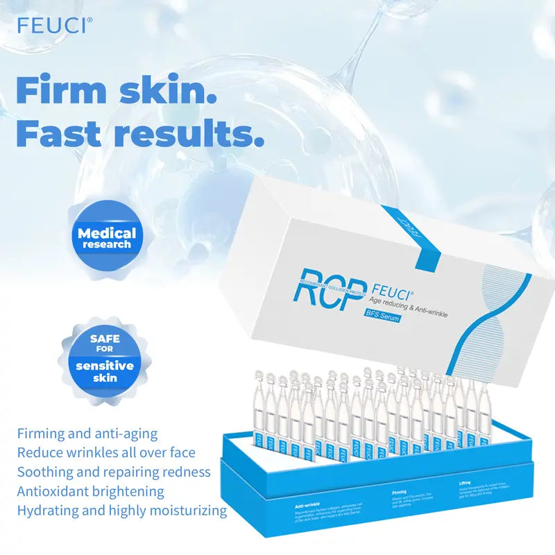 FEUCI Anti-Aging Collagen Serum for Mature Skin - 60-Piece Set with Elastin Peptide, Vegan, Fragrance-Free, Boosts Natural Collagen, Reduces Wrinkles, Leaves Skin Smoother