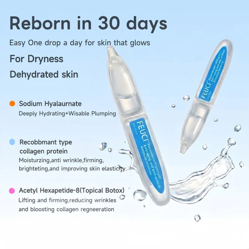 FEUCI Anti-Aging Collagen Serum 5% Hyaluronic Acid 30x1.5ml Firming Hydrating Firming Low Irritating Serum Anti-Aging Hydrating Serum